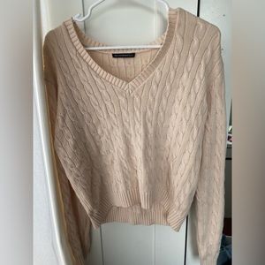 brandy light pink cable knit sweater